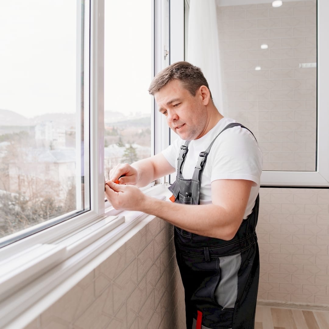 Egy hangszigetelő erkély hangszigetelés közben Táten