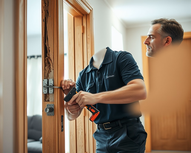 Fotó egy szakemberről, amint precízen betörés helyreállítás szervezést végez egy pincében.