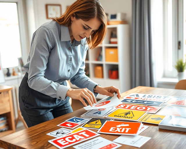 Fotó egy mesteremberről, amint körültekintően biztonsági jelzés tanácsadást végez egy házban.