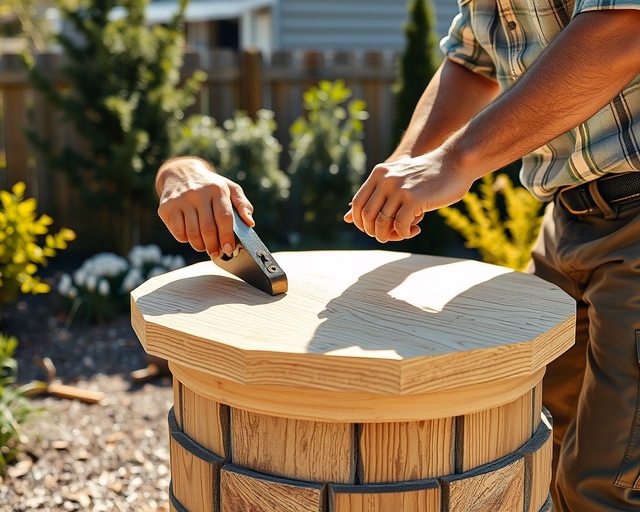 Mester burkoló díszkúttetőt készít: beton alapozás, kőlapok precíz vágása, vízszigetelés, fugázás. Esztétikus, tartós díszkút tető kivitelezés, kézi szerszámokkal és vízmértékkel.
