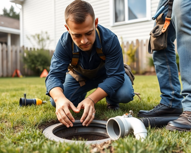 Drénrendszer: szakember gumikesztyűben föld alá ásott árkokba helyezi a perforált drént, kaviccsal borítja és geotextíliával takarja, biztosítva a vízelvezetést és talajszellőzést.