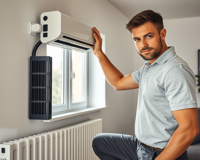 Szerelő beállítja az Energiatakarékos konvektor termosztátját: precízen csatlakoztatja, ellenőrzi a hőleadást és optimalizálja a fogyasztást a lakás energiahatékonysága érdekében.