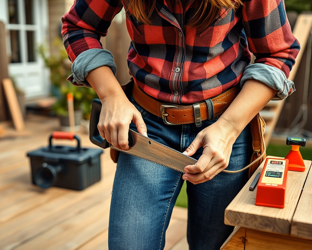 Egy magabiztos tulajdonos bontja le a régi csempét és szereli a vízvezetékeket saját kezűleg, „Építkezés kivitelező nélkül” felirattal a sarokban, poros munkaruha és kéziszerszámok mellett.
