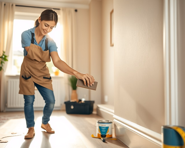 Házfelújítás olcsón: munkás gondosan lemossa a falat, majd spaklival eltávolítja a meglazult vakolatot, előkészítve a felületet a költséghatékony újravakoláshoz.