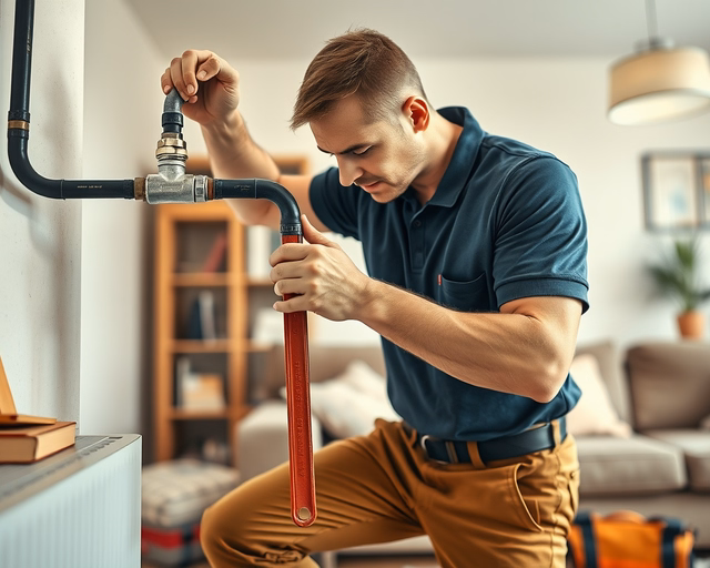 Szerelő ellenőrzi a kéményes konvektor égőjét: kinyitja a készülékházat, finoman tisztítja és állítja a gázszelepet, majd gyújtást hajt végre a biztonságos működés ellenőrzéséhez.