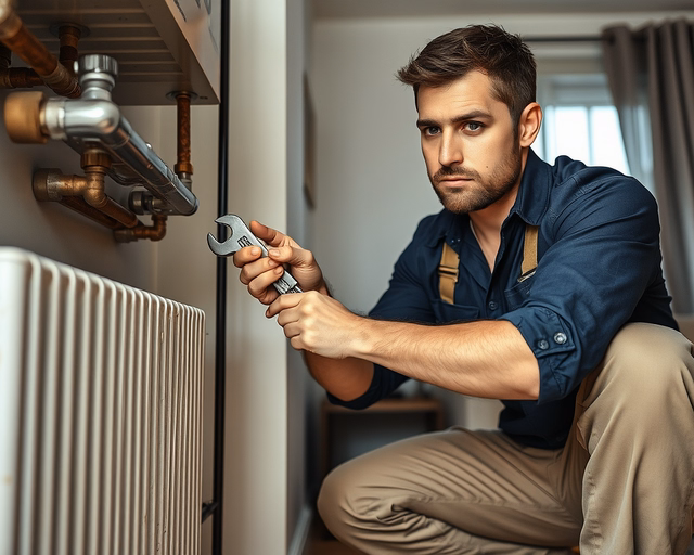 Konvektor beépítése: szerelő precízen méri a falnyílást, rögzíti a konzolt, csatlakoztatja a fűtőtest csöveit és elektromos vezetékét, majd ellenőrzi a szivárgást és a működést.