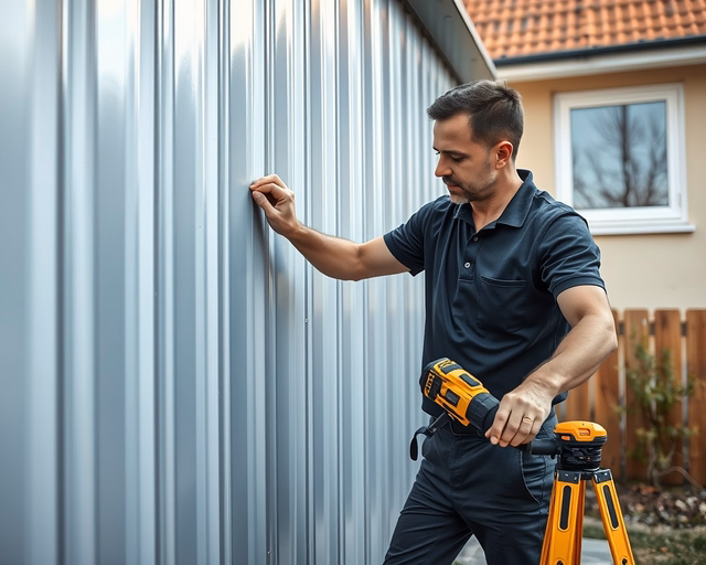 Konvektorburkolat felújítása: szakember eltávolítja a régi burkolatot, lecsiszolja a fémfelületet, korróziót kezel, alapozót kent, majd új festett burkolatot szerel vissza precízen.