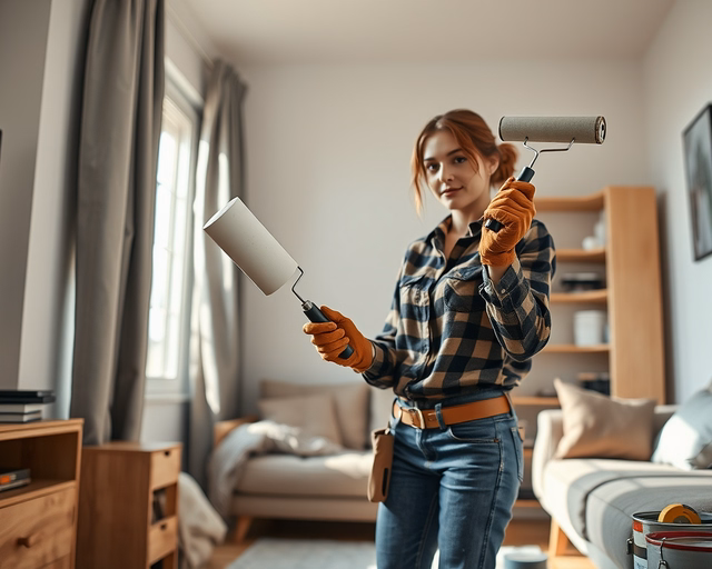 Lakásfelújítás olcsón: mester precízen gletteli a repedéseket, csiszolja a falat és alapozót visz fel, hogy a költséghatékony lakásfelújítás végeredménye sima, tartós legyen.