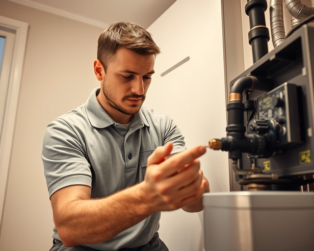 Őrlángfúvóka tisztítása: szerelő finoman sűrített levegővel kifújja a piszkot és koromlerakódást a fúvóka belsejéből, mikroszálas törlővel áttörölve a gyújtónyílást a pontos lángért.