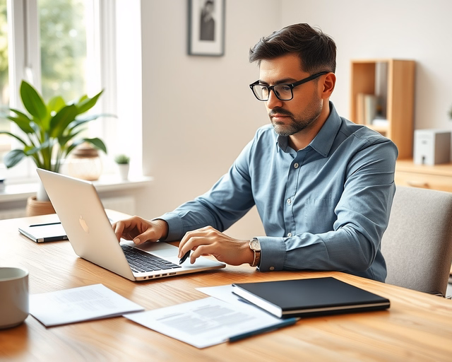 Fotó egy mesteremberről, amint professzionálisan szervizháttér tanácsadást végez egy irodában.