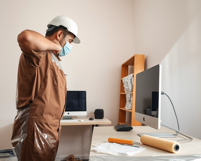 Munkatársak védőfelszerelésben festik a gépsort üzem közbeni leállások minimalizálásával, ütemezett takarás és maszkolás mellett, minőségellenőrzéssel és biztonságos hozzáféréssel.