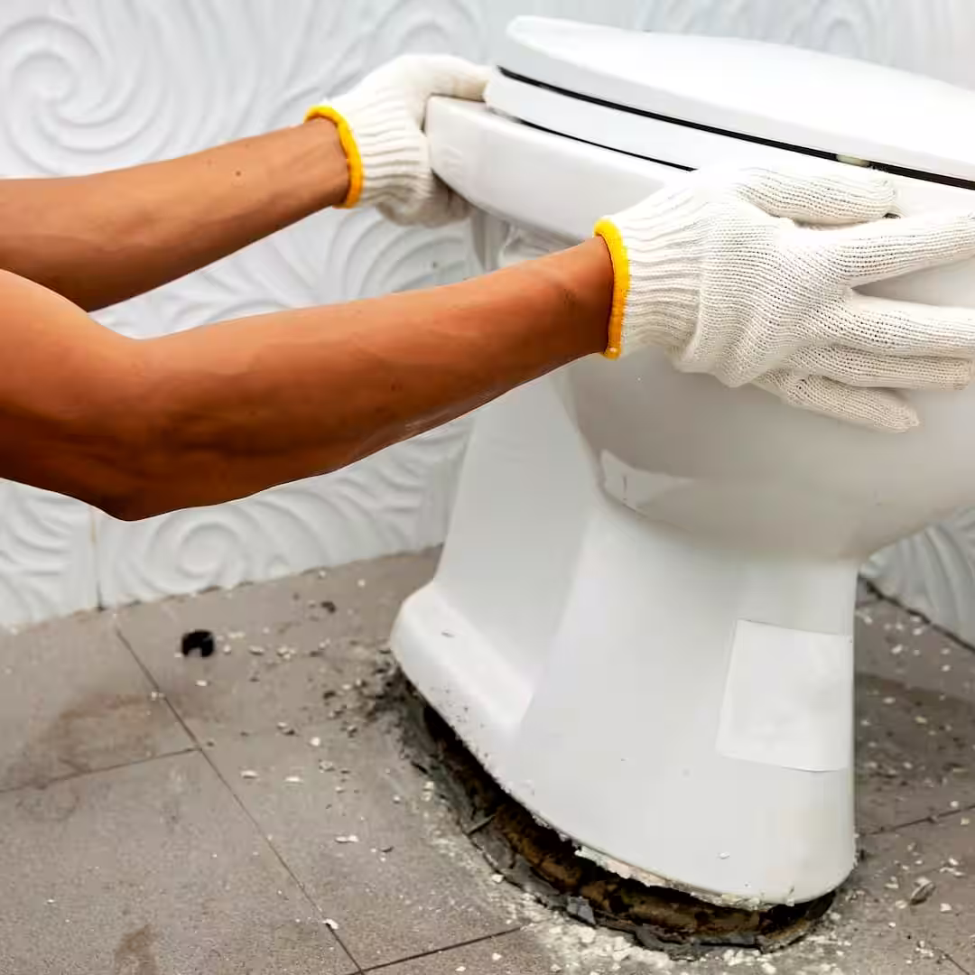 Egy szakember, wc hátsó gumi cseréje közben Bonyhádon