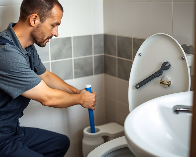 WC-pumpálás: szerelő gumibugyival és pumpával lecsavarja a WC-csészét, határozott mozdulattal többször pumpál, hogy a dugulást kihozza és a víz újra lefolyjon.